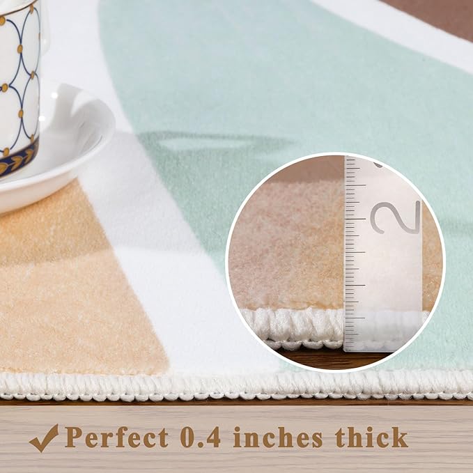 Topotdor Sun Rainbow Nursery Rugs,Colorful Boho Kids Rug Ultra Soft Washable Non Slip Area Rug for Bedroom Perschool Classroom,47"x70"