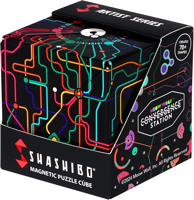 SHASHIBO Meow Wolf Shape Shifting Box - STEM Magnetic Fidget Cube That Transforms Into Over 70 Shapes, Download Fun in Motion Toys Mobile App (QDOT Map)