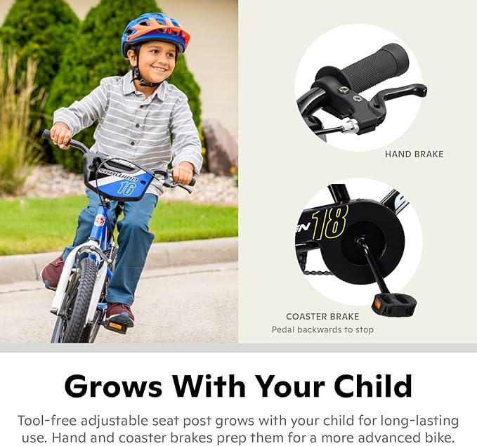 Schwinn Koen BMX Style Toddler and Kids Bike, For Girls and Boys, 18-Inch Wheels, With Training Wheels, Chain Guard, and Number Plate, Recommended Height 42-52 Inch, Black