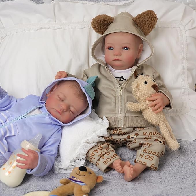 BABESIDE Reborn Baby Dolls Twins - 20 inch Soft Realistic-Newborn Twins Baby Dolls Lifelike Real Life Boy with Toy Gift for Kids Age 3+