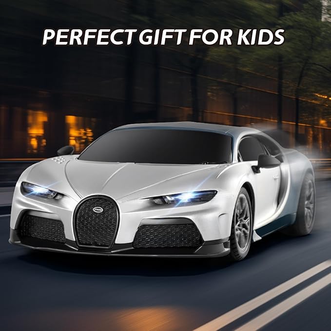 MIEBELY Remote Control Car - 1/24 Scale Fast Rc Race Car, Bugatti Chiron 3.7V 500 mAh Car Toys with Headlight, Racing Hobby Car Model Birthday Ideal Gifts for Adults Kids Boys Age 6 7 8 9 10 Year Old