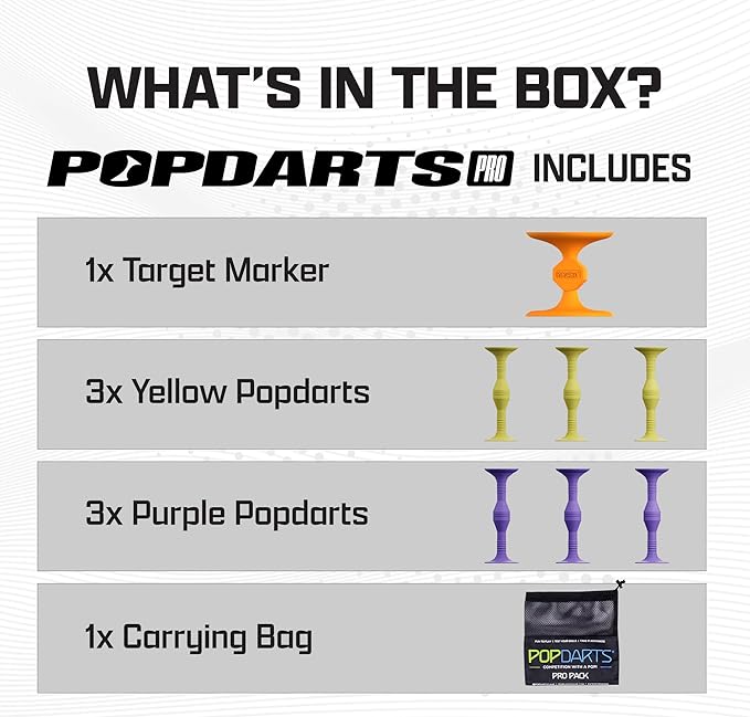 Popdarts Pro Pack Game Set (Purple and Yellow) - Indoor, Outdoor Suction Cup Throwing Game - Competition with a POP