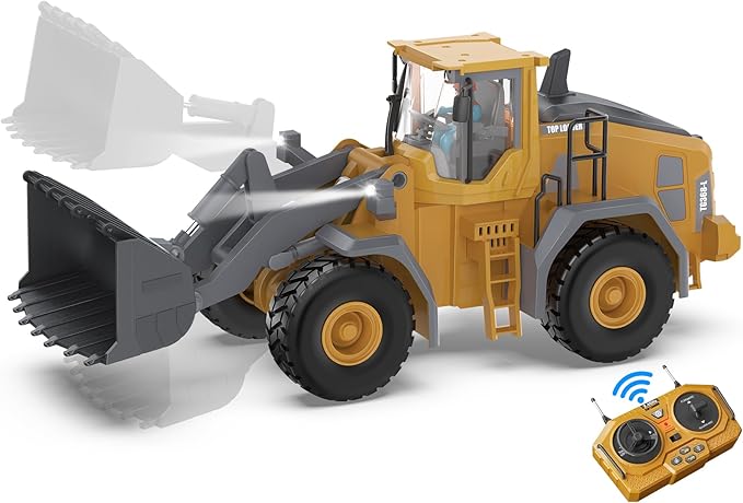 9-Channel Metal RC Wheel Loader - Remote Control Kids Construction Play Toys with Realistic Lights and Sound, 1:20 Scale, Tractor Toys for 3+ Boys, Perfect 2024 Kids Birthday Gift for Ages 3-12+