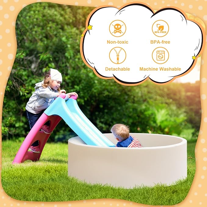 Baby Ball Pit 47.2" Soft Round Memory Foam Ball Pits NOT Included Balls Indoor Outdoor Playpen for Babies Toddlers Kids Great Gift for Girls Boys, White