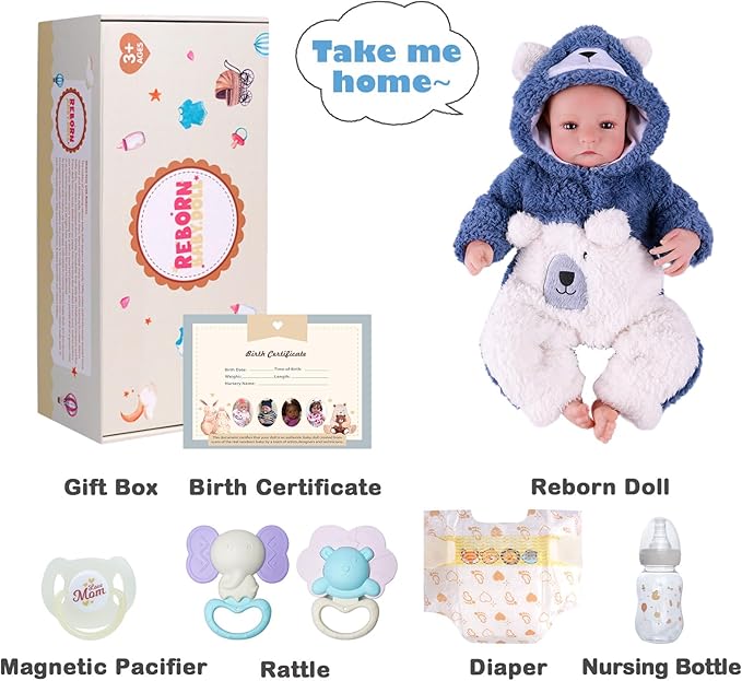 BABESIDE Lifelike Reborn Baby Dolls Boy - Aiden 20 Inch Handmade Realistic Baby Doll Soft Body Realistic-Newborn Baby Doll with Toy & Gift Box for Kids Age 3 +