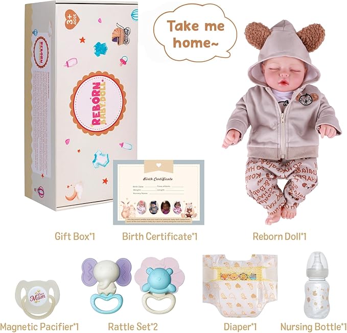 BABESIDE Lifelike Reborn Boy Doll Tero 17 Inches Realistic Baby Doll with Soft Cloth Body Limbs Poseable Real Life Baby Dolls with Feeding Accessories for Kids Ages 3+