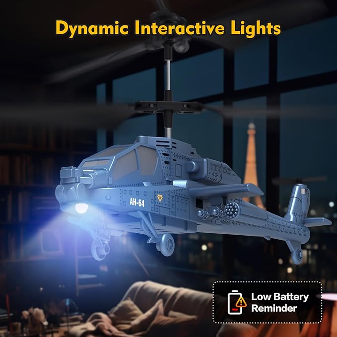 RC Helicopter, Remote Control Helicopter (AH-64) for Kids, 2.4GHz RC Plane, 40+ Min Flight Time, LED Lights & Altitude Hold, Kids Toy for Ages 8-12, RC Airplane for Children