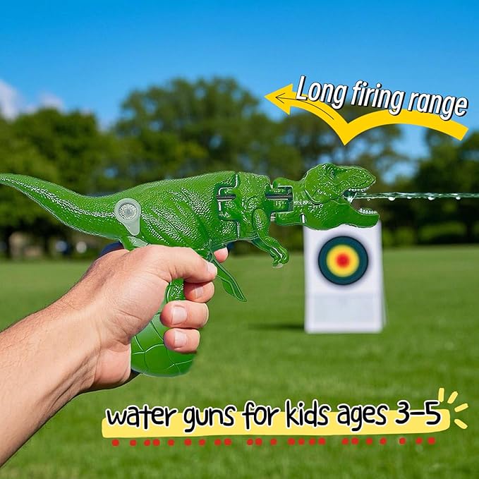 3 Pack Dinosaur Water Gun，Water Guns for Kids Ages 4-8 Dinosaur Mouths Can Open and Close When Spraying Water, Suitable for Swimming Pools/Beaches/Courtyards/Party Games