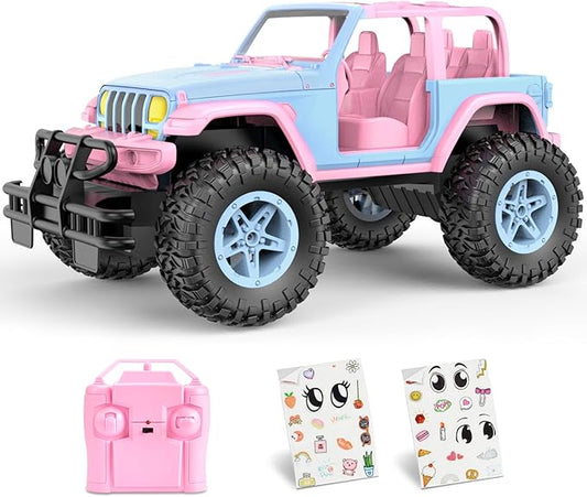 NQD Remote Control Car for Kids 1:16 Scale 80 Min Play 2.4Ghz Off Road RC Trucks with Stickers Toy Car Gift for Girls 3 4 5 6 Year Old