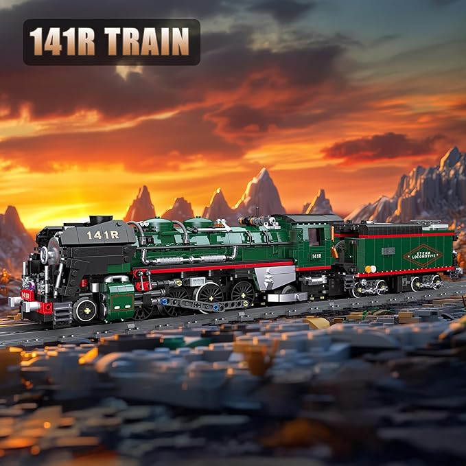 NUTCRACKER 141R Vintage Steam Train Building Blocks Set, Classic Train Model Building Kit, Construction Brick Education Learning Toys Birthday Gift for Adult Boys Kids 14+ (1782 Pieces)