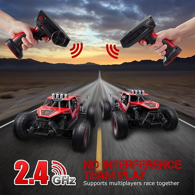 SGILE Remote Control Car Toy for Boys, 2.4 GHz RC Drift Race Car, Fast Speedy Crawler Truck, 2 Batteries for 60 Mins Play, Toy Gift for Boy Girl Adult