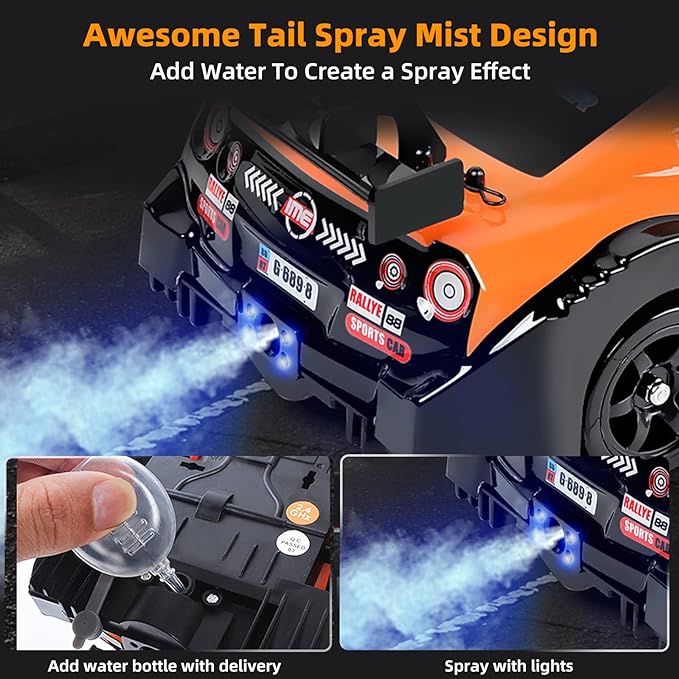 RC Drift Car 2.4GHz 1:16 Scale 4WD High Speed Remote Control Cars Vehicle with LED Lights Two Batteries and Drifting Tires Racing Sport Toy Cars for Adults Boys Girls Kids