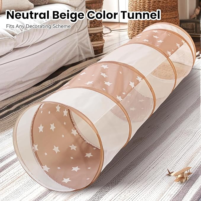 Kids Play Tunnel for Toddlers Crawling: Pop Up Tunnel Tent for Indoor and Outdoor - Collapsible Tunnel Toy for 1-3 Year Old Babies or Pets with Mesh - Ideal for Boys and Girls
