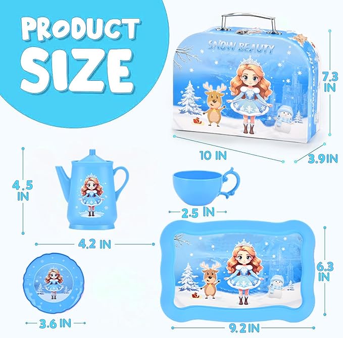 42-Piece Princess Tea Party Set – Kids Pretend Play Tea Set with Desserts & Carrying Case – Kitchen Toy for Little Girls, Toddlers Ages 3-8