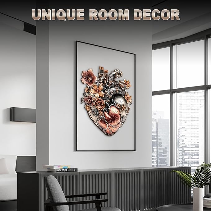 KAAYEE Wooden Puzzles for Adults, 90 Pieces Mechanical Heart Wooden Jigsaw Puzzles for Adult, Unique Shaped Wood Puzzle Gifts for Adults Kids Advanced Heart Puzzle (8.9 * 7.1 in)