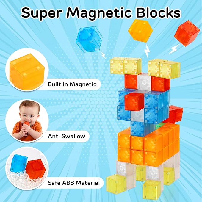 TOY Life 36PCS Magnetic Blocks for Kids Ages 4-8, Magnetic Building Blocks for Toddlers 3-5, Magnet Blocks, Magnetic Toys, Magnet Toys for Toddler, Kids Building Blocks, Toddler Building Toys for Kids