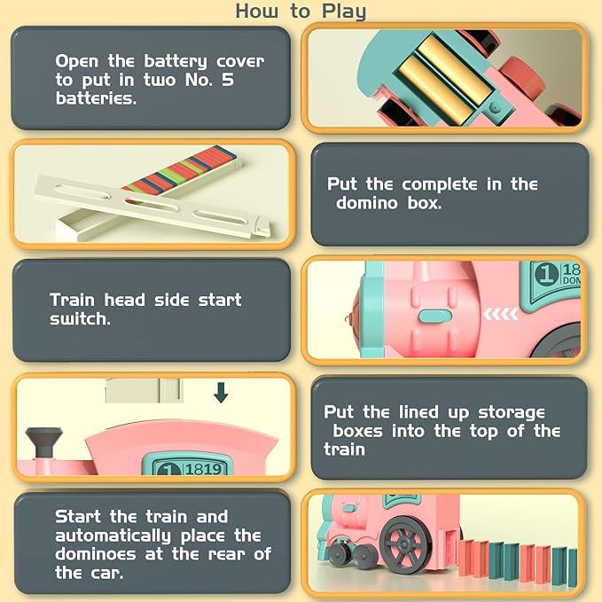 Domino Train Toys for Girls 3+ Year Old: Kids Stacking Dominoes Games - Montessori Toy Toddler 3-5 Boys ages 4-8 - Interactive Autism Fine Motor Activities Birthday Gift Stocking Stuffer 4 5 6 Yr Olds