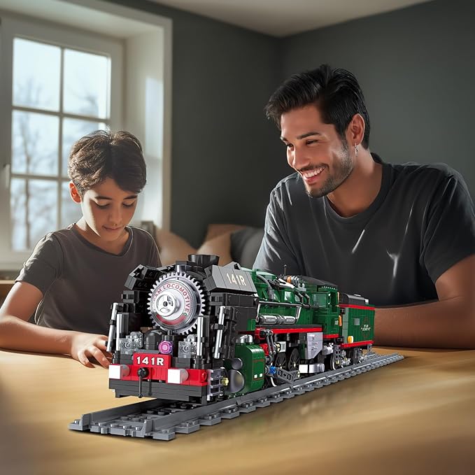 NUTCRACKER 141R Vintage Steam Train Building Blocks Set, Classic Train Model Building Kit, Construction Brick Education Learning Toys Birthday Gift for Adult Boys Kids 14+ (1782 Pieces)