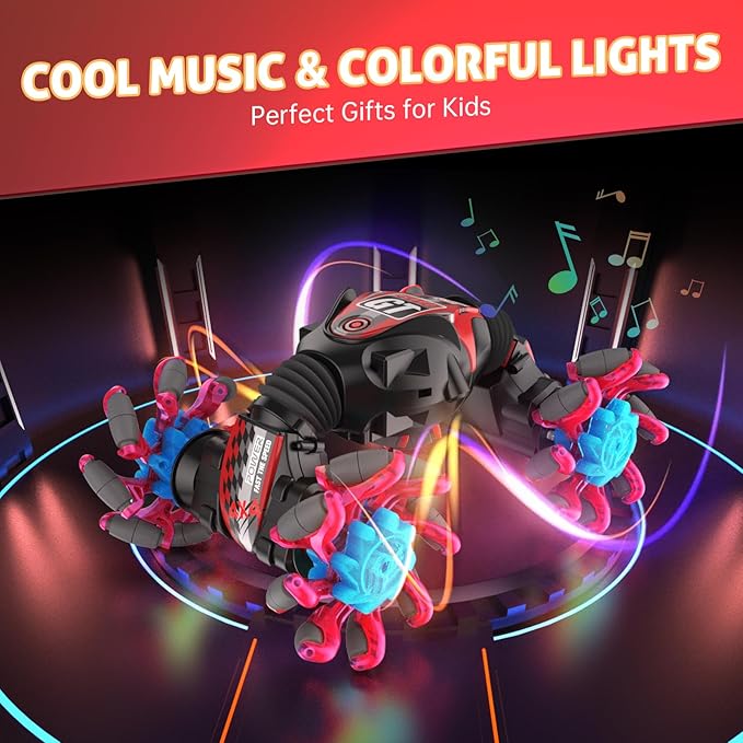 360° Rotating 4WD Transform Twist Cars Remote Control Car with Lights Music, 2.4GHz Hand Controlled RC Car for Boys & Girls 6 7 8 9 10 11 12 Year Old Birthday Xmas Gifts
