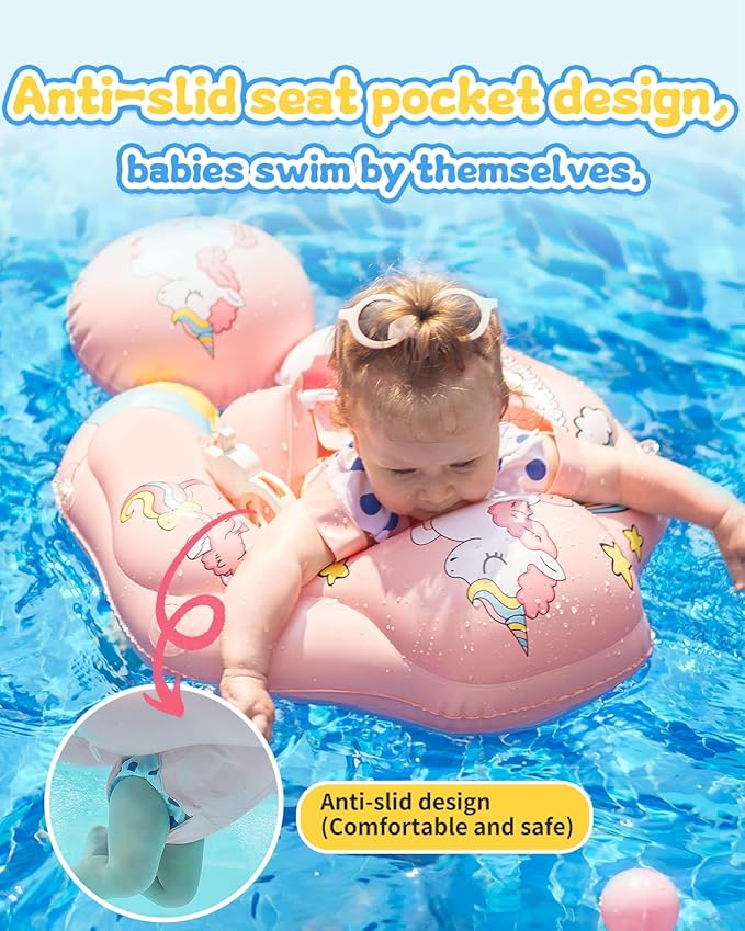 Swimming Ring with Adjustable Seat Pocket,Baby Swimming Pool Floats,Removable Floating Ball,New Upgrade Baby Swim Ring for Ages 6-36 Months Infant Toddler