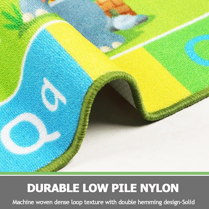 Capslpad Kids Rug 6.6' x 5' Large Play Rug ABC Alphabet Rug Animals Numbers Educational Learning Area Rug Non-Slip Washable Kids Carpet for Children Toddler Playroom Bedroom Nursery Room Classroom