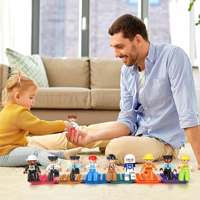Large Magnetic Figures, 3 Inches Community Figures Set, 12 Pieces Magnetic Play People Magnet Building Toys for Kids Ages 3 4 5 6 7 8+, STEM Learning Toys Magnet Tiles Expansion Accessories Pack