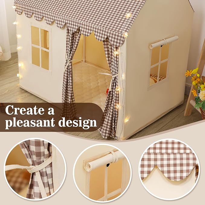 SweHouse Kids Play Tents for Toddlers: Boys Playhouse Tents Indoor with Star Lights Non Slip Padded Mat - Girls Play House Large Toys Tent for Birthday