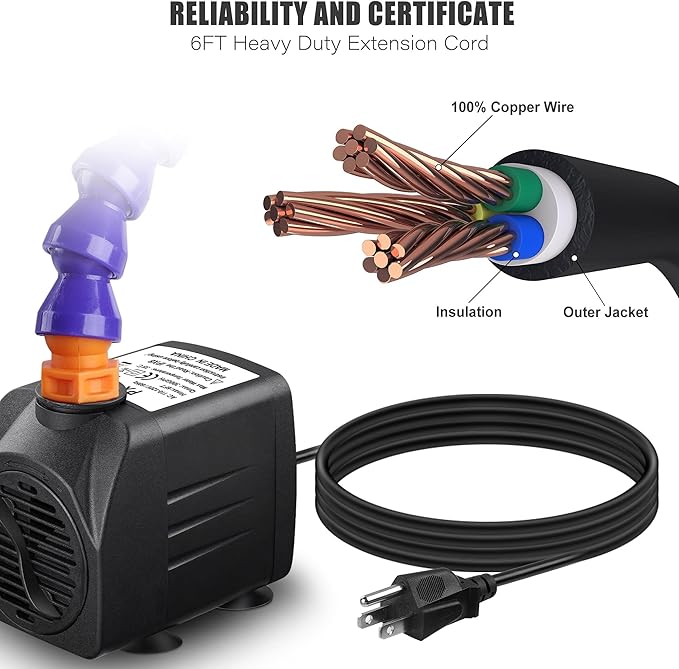 Water Table Pump, ETL Certified Power Cable, Kids Water Table Accessories Funny Summer Outdoor Splash Water Game Toys for Kids 7