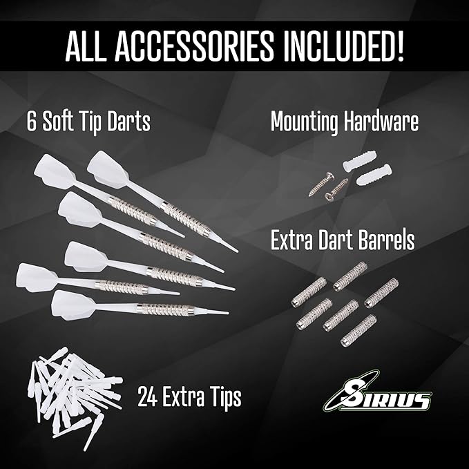 Fat Cat Sirius 13.5 Inch Compact Target Electronic Dartboard, Black and Green