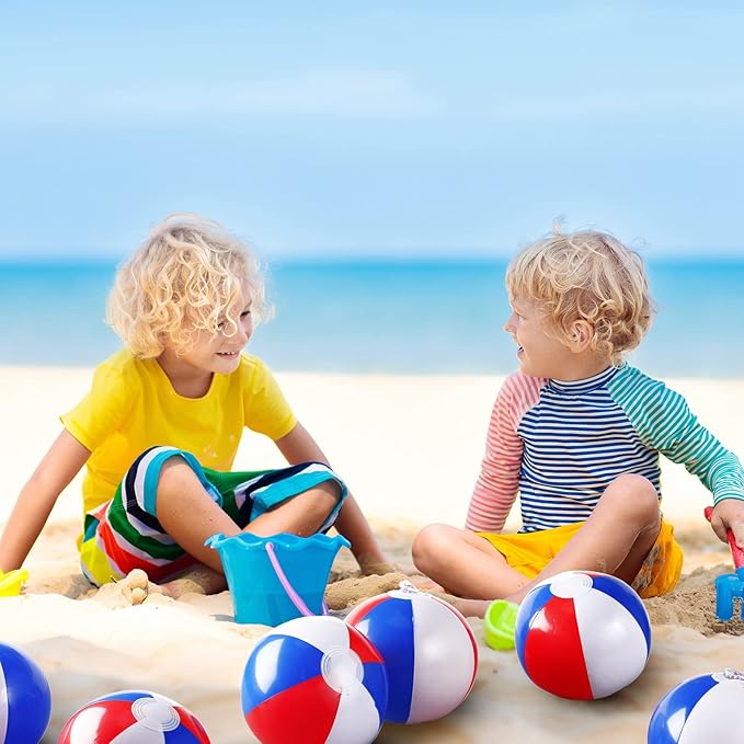 Zhanmai 4 to 5 Inches Red White and Blue Beach Balls 4th of July Inflatable Beach Balls Patriotic Summer Toys for Independence Day Kids Hawaiian, Beach, Water Games and Pool Party(50 Pcs)