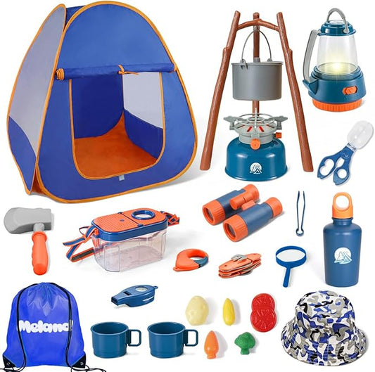 Meland Kids Camping Set with Tent - Camping Gear Toy with Pretend Play Outdoor Toy for Toddlers Birthday Gift