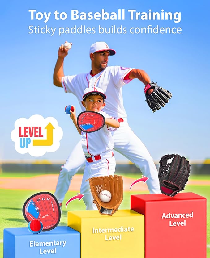 JoyCat Toss and Catch Ball Game Set,Sticky Toddler Baseball Training Glove,Beach Toys Yard Games,Kids Outdoor Games for Adults and Family,Outside Toys for 3 4 5 6 7 8 9 10+Year Old Boys Girls Gifts