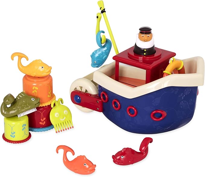 B. toys- Water Play Bath Toy Set – Baby Bath Toys – Boat & Accessories - Tub Toys For Toddlers, Kids –Fish & Splish- 1 Year +