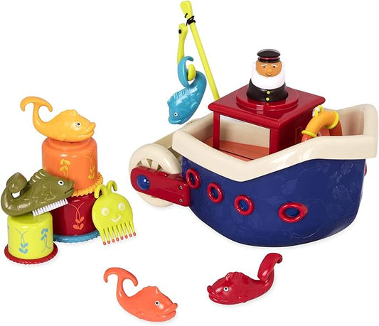 B. toys- Water Play Bath Toy Set – Baby Bath Toys – Boat & Accessories - Tub Toys For Toddlers, Kids –Fish & Splish- 1 Year +