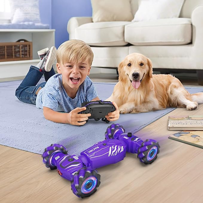 Dysaim Gesture RC Car, Birthday Gifts Toys for Boys Girls Age 6-12, 4WD Remote Control Car 360° Rotate Transform Drift RC Cars with Lights Music Sprayer, 2.4Ghz Hand Controlled