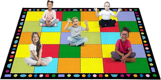 Booooom Jackson Classroom Rug Large Colorful Classroom Carpet with Non-Slip Backing, 10'4''x13' Children's School Seating Rug Elementary