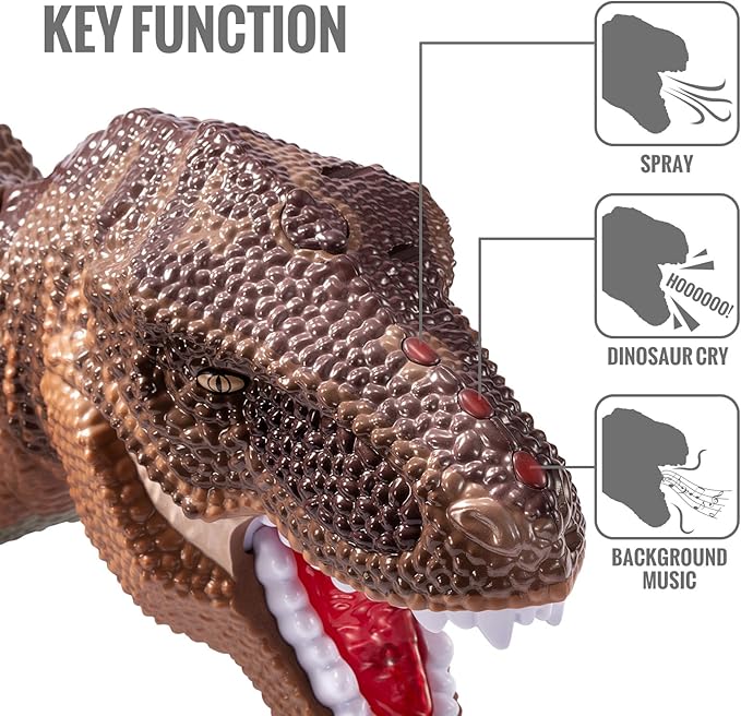 TEMI Large Dinosaur Toys for Kids 3-5, Tyrannosaurus with Mist Spray, Big Hollow Stored with 10 Small Dinosaur Figures, Light and Sound, Toddler Boy Toys 3-4, Birthday Gifts for Boys and Girls