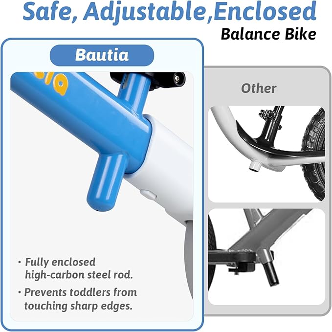 Balance Bike for 2 Year Old, Adjustable Seat & Handlebar, Age18 Months to 5 Years Old, No-Pedal Training Bike Toddler Push Bicycle First Gifts-Blue