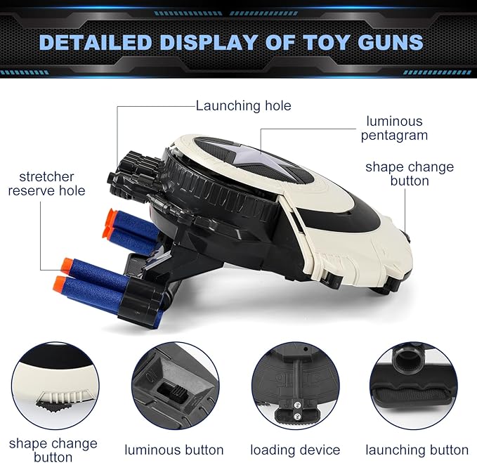 Shield Dart-Blasting Toys for Guns-Toys for Superhero 6 7 8 9+ Year Old Boys,Kids Roleplay Toy with Lights, with 30 Darts