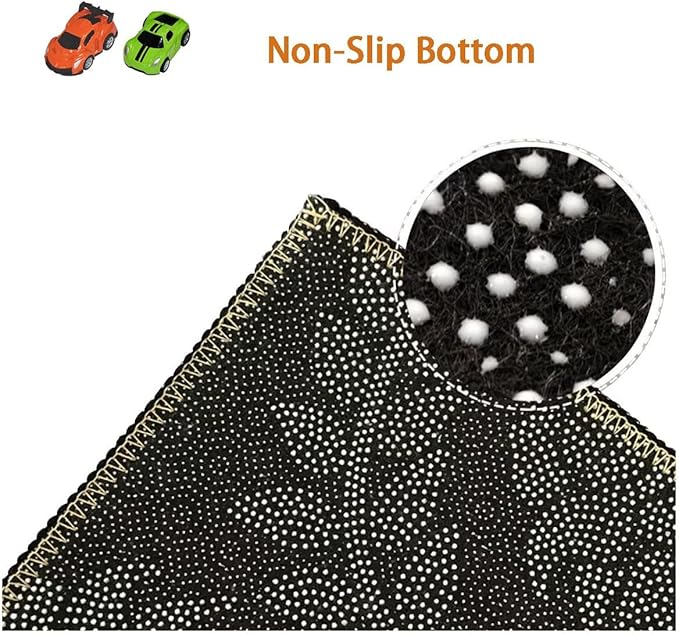 Car Rug Play Mat Great for Playing with Cars and Toys, Kid Playroom Carpet with Rubber Backing, Game Area for Baby Toddler Kid Child Educational Learn Road Traffic in Bedroom, Classroom