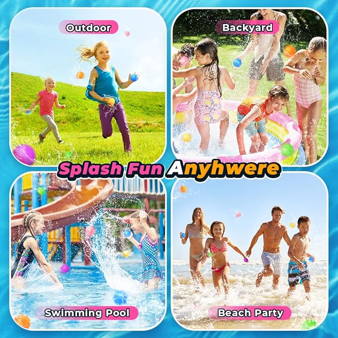 16Pcs Reusable Water Balloons - Pool Toys for Boys & Girls, Beach Outdoor Activities for Kids Ages 3-12, Summer Water Toys