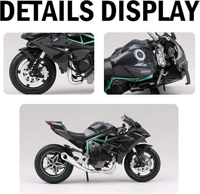 COOLPUR Die Cast Motorcycle Model for Ninja H2R, Realistic Motorcycle Model, 1:12 Scale Kids Moto Toy or Collection, Boyfriend,Young Peoples Gift
