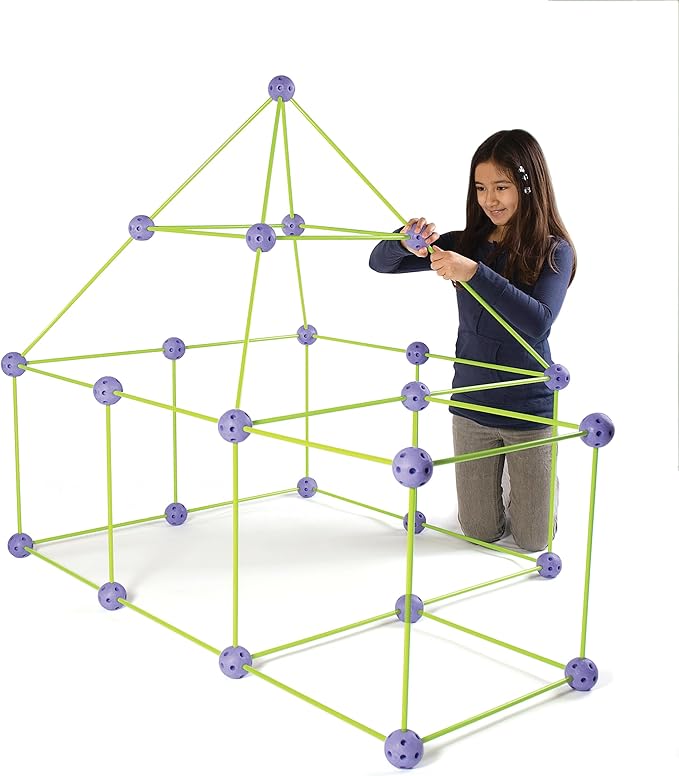 Crazy Forts! 69 Piece Buildable Indoor/Outdoor Play Fort Playset, DIY, Build Your Own, STEAM toy , Purple