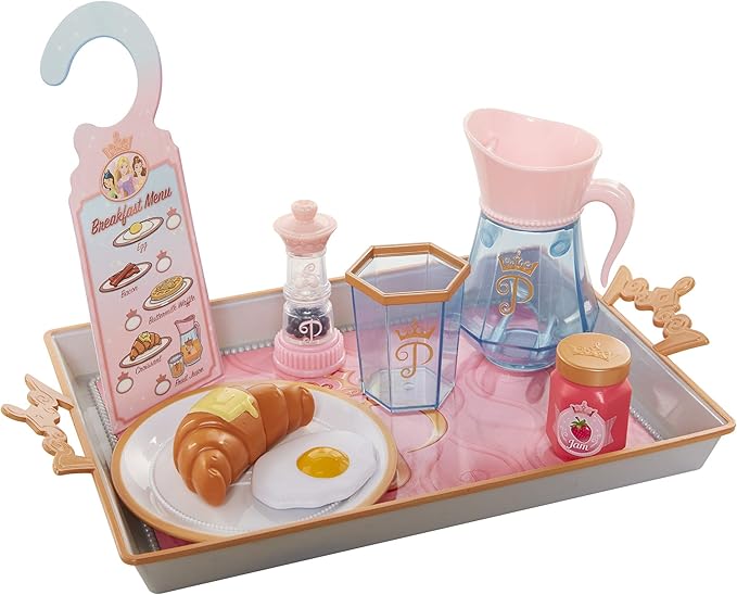 Disney Princess Style Collection Room Service Pretend Play Toy Set - with Serving Tray, Plate Cover, Pitcher & More for A Great Pretend Travel Experience - Girls Ages 3+
