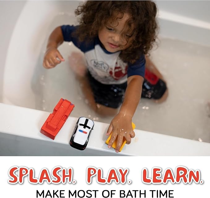 SplashEZ Mold Free 6 Cars Bath Toys for Kids | Toddler Bath Toys with No Hole for Water | Vehicles Set Ideal Size for Little Hands | Safe, Durable for Endless Tub Fun | Great for Boys & Girls Ages 0+