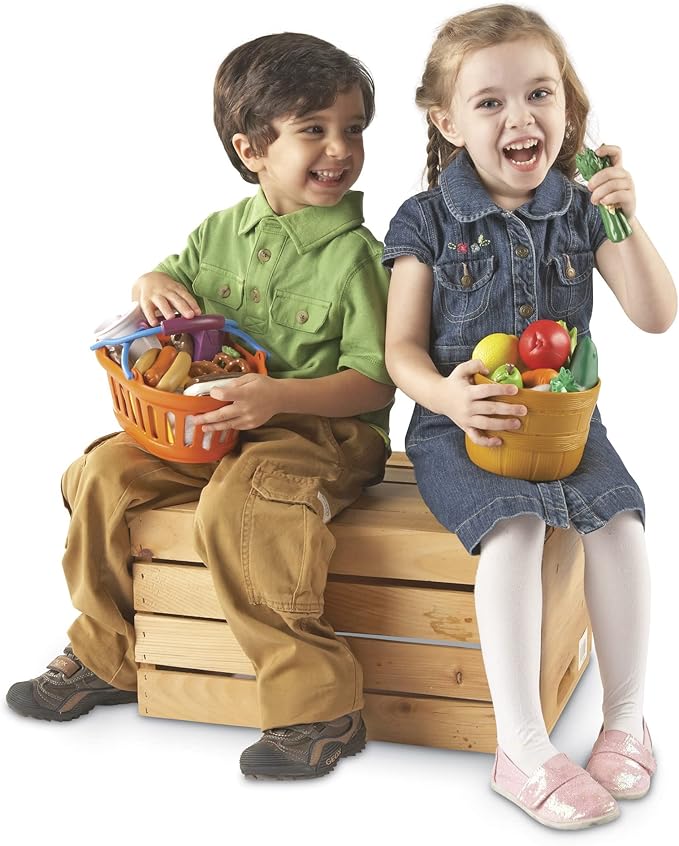 Learning Resources New Sprouts Deluxe Market Set - 32 Pieces, Ages 18+ Months Pretend Play Food for Toddlers, Preschool Learning Toys, Kitchen Play Toys for Kids