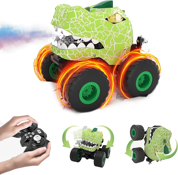 Dinosaur Remote Control Car,2.4hz Rc Monster Truck Toy,Suitable For Boys,With Spray, Light And Sound, All Terrain Remote Control Car,Suitable For3,4,5,6,7-Year-Old Children,Christmas Birthday Gift