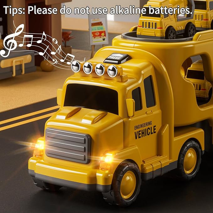 Truck Toys for 3 4 5 6 Years Old Boys, Toddler Car for Boys Ages 3-5, Construction Car Carrier Vehicle Set, Kids Toys Truck Set for Age 3-9