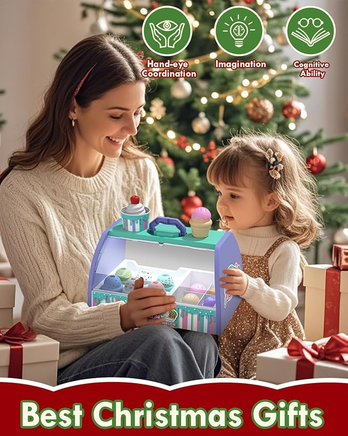 Lehoo Castle Ice Cream Toys for Toddlers 3-5, Toys for 3 4 Year Old Girls, Play Ice Cream Counter Shop Playset for Kids, Gift for Girls Boys 3 4 5 6 Year Old