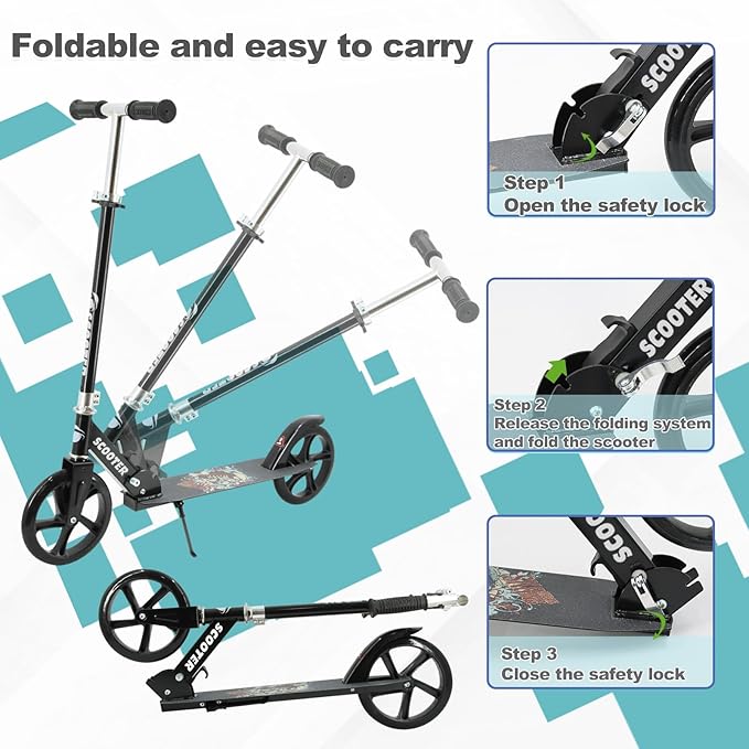 TEMBOOM Scooter Kids Scooters for Kids 6+&Adult,for Kids, Adjustable Handlebar, Foldable Scooter for Kids, Teen
